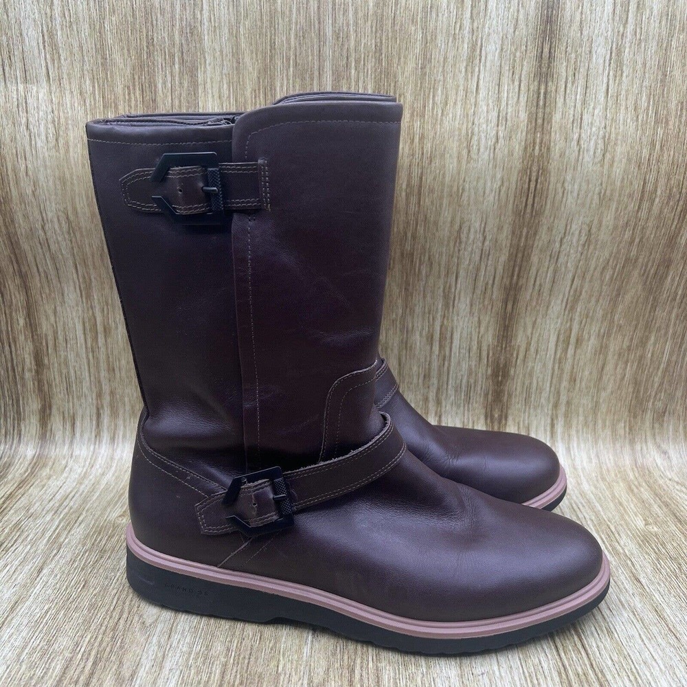 Cole Haan Brown Millbridge Moto Leather Mid-Calf Waterproof Winter Boots